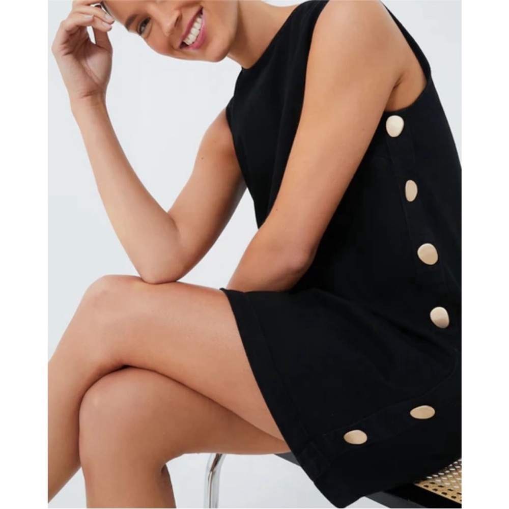 HYACINTH HOUSE Black Twill Button Bitsy Dress - Picture 3 of 13